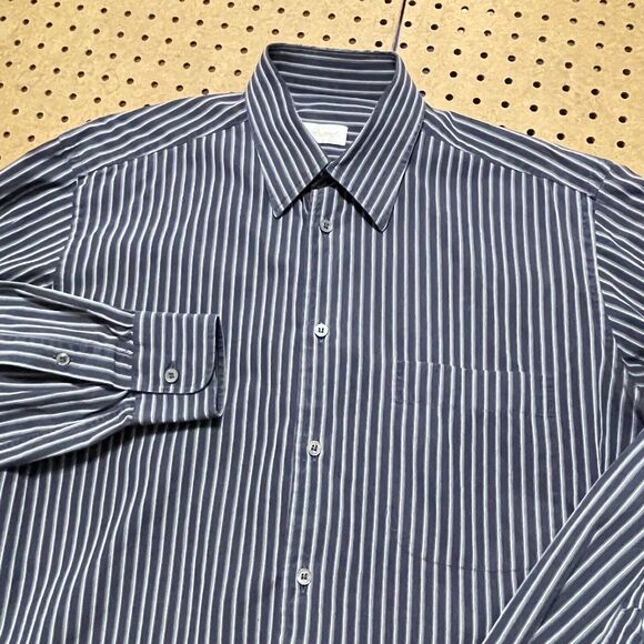 Brioni Modern LS Button Up Shirt Italy Made Pinstripe Dark Gray Large Men - Picture 6 of 10